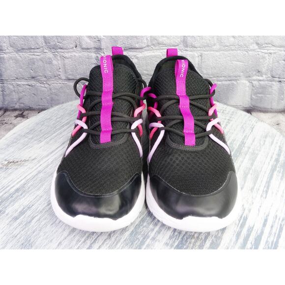 Vionic Zeliya Black/Pink Laced Up Trainer Women 11 Used In Excellent Condition - Picture 1 of 13